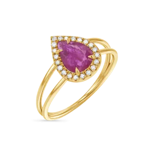 Diamond Pave Teardrop Ruby Ring