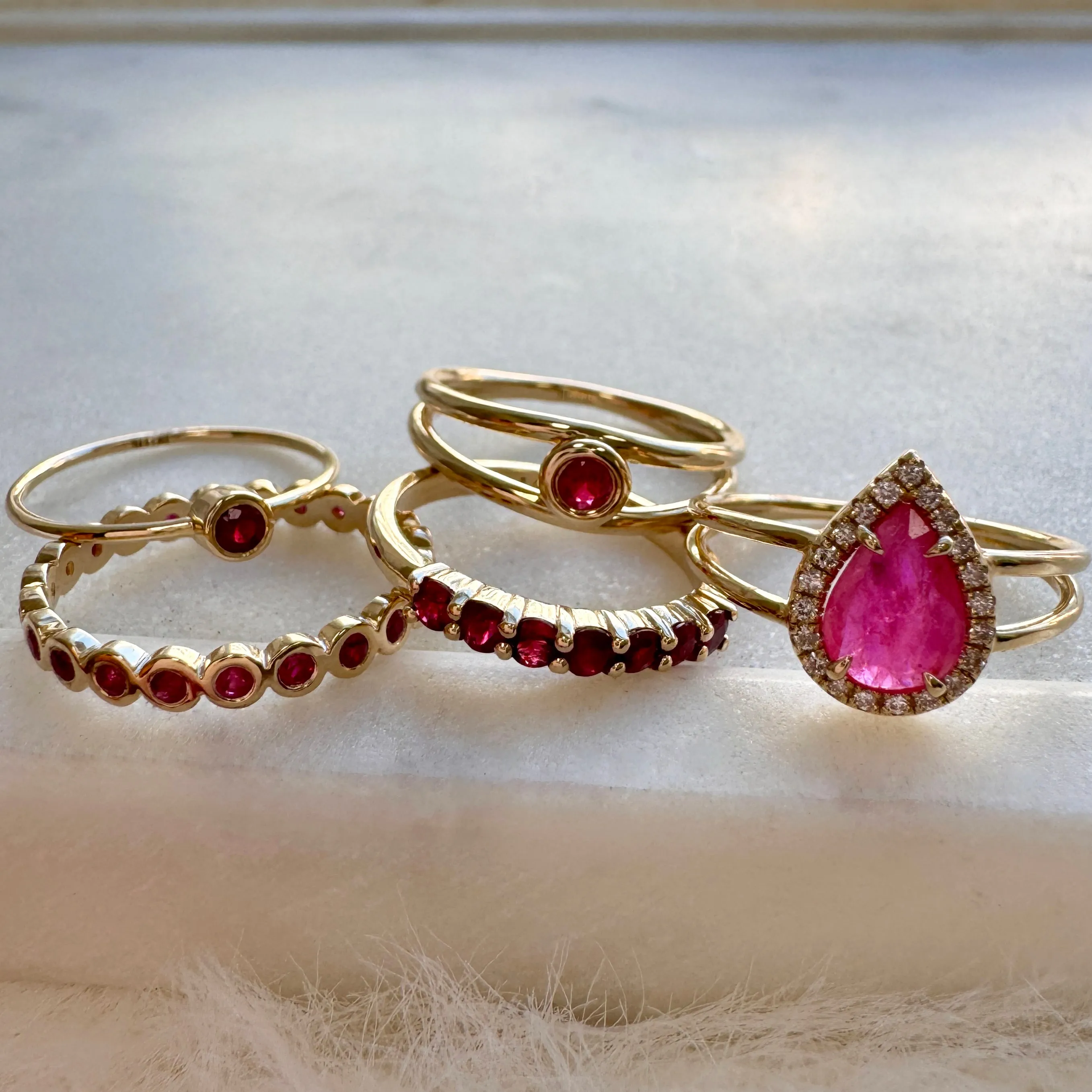 Diamond Pave Teardrop Ruby Ring