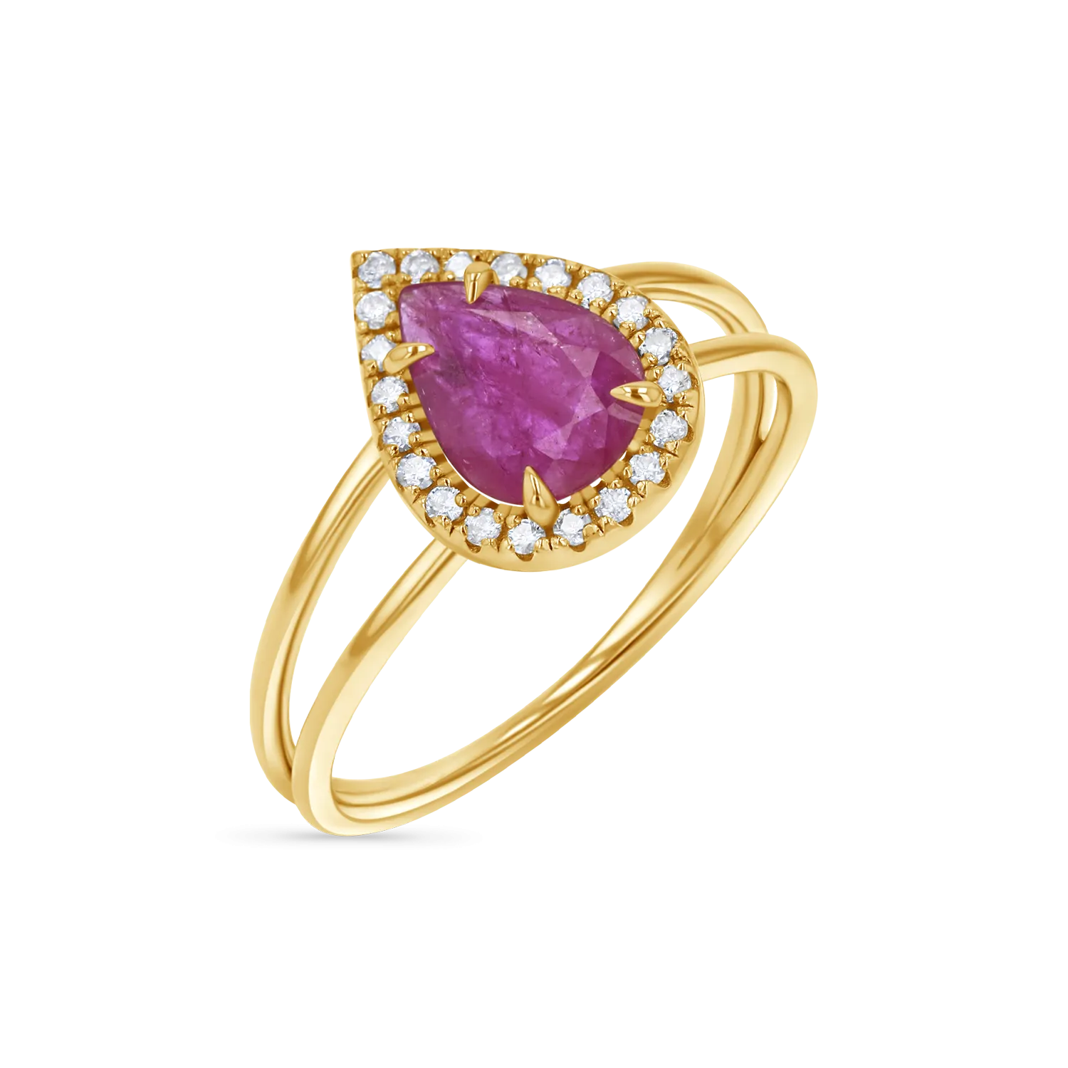Diamond Pave Teardrop Ruby Ring