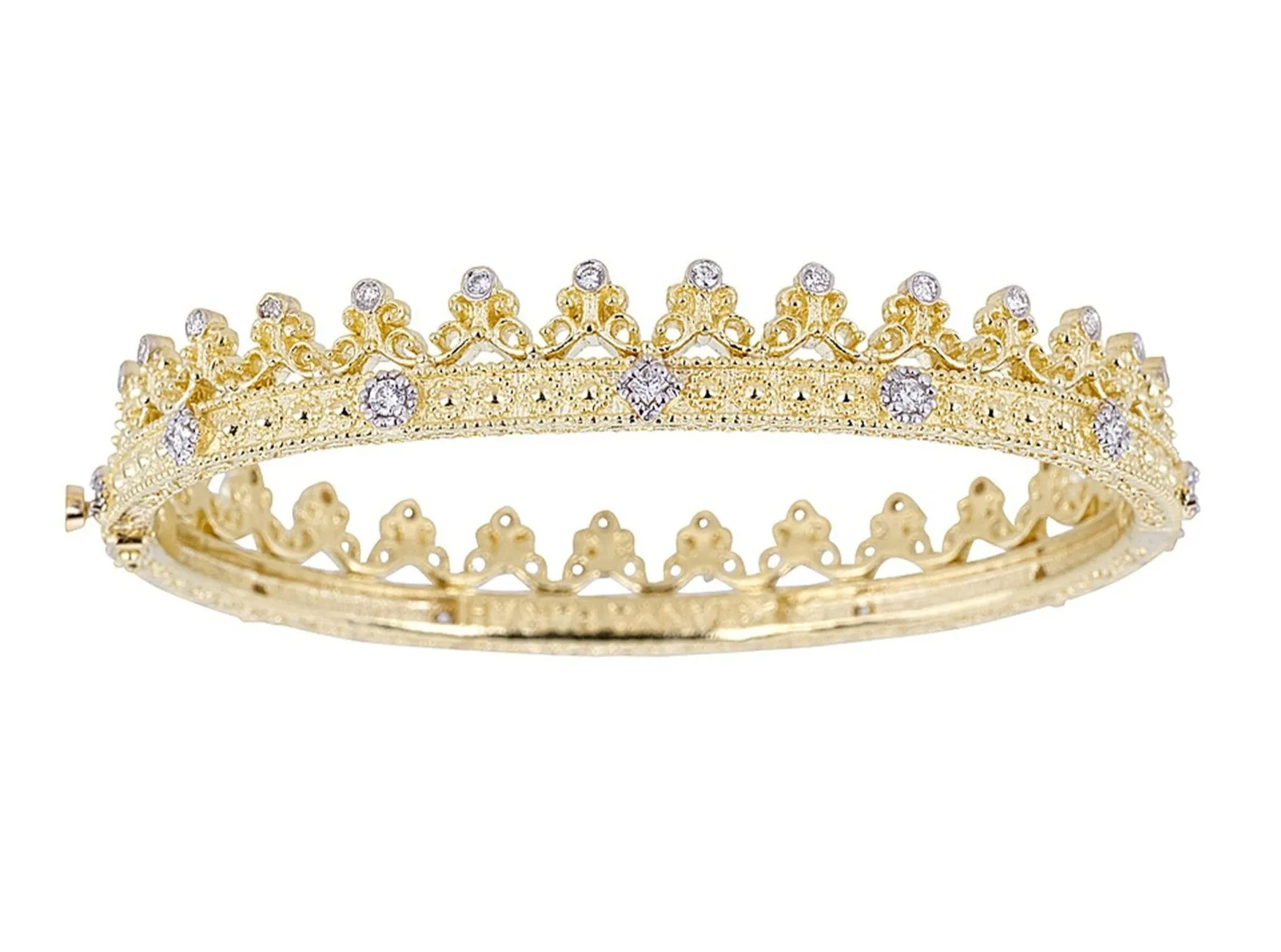 Diamond Scroll Crown Eternity Bezel Bangle