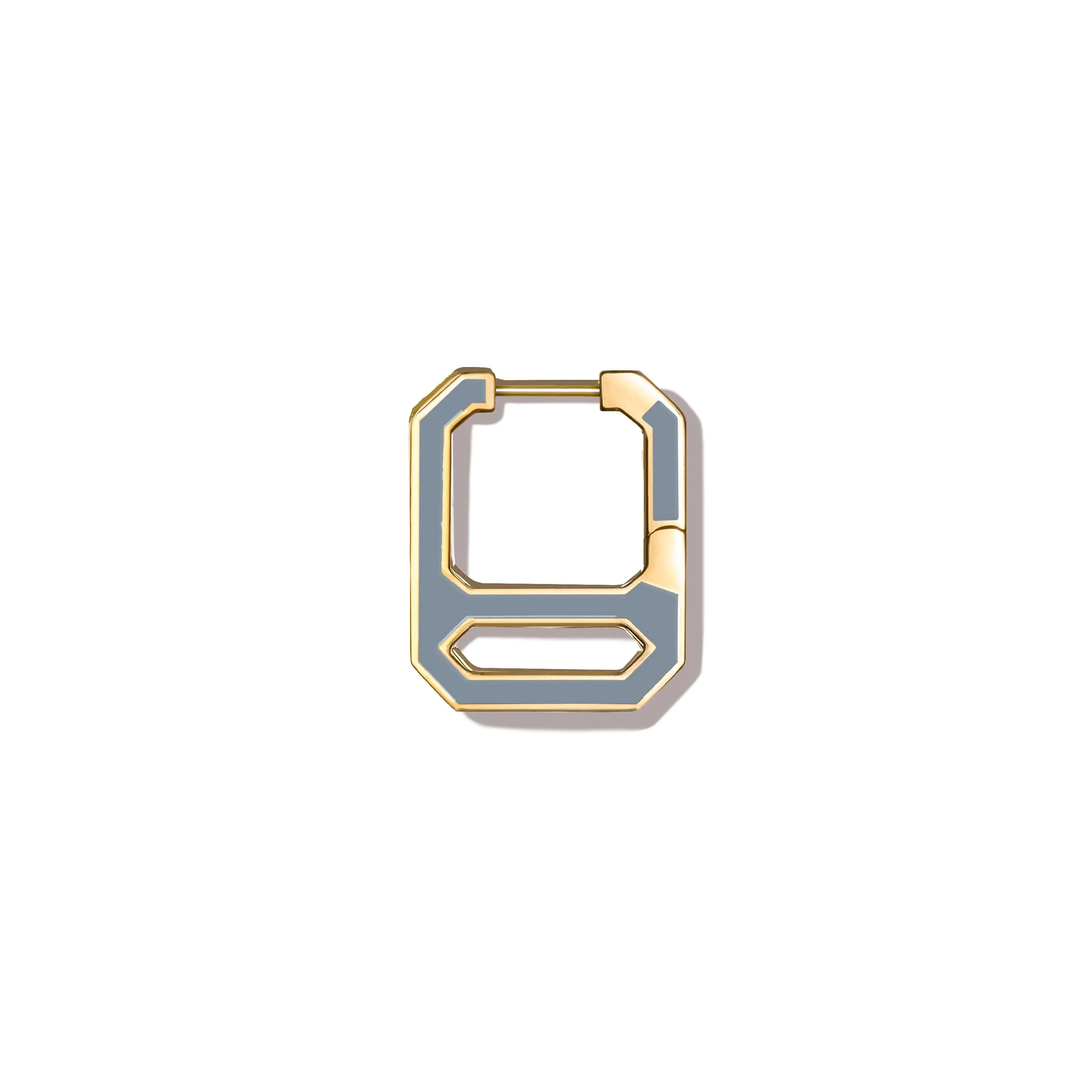 DNA Stone Blue Enamel Single Earring  in Yellow Gold