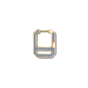 DNA Stone Blue Enamel Single Earring  in Yellow Gold