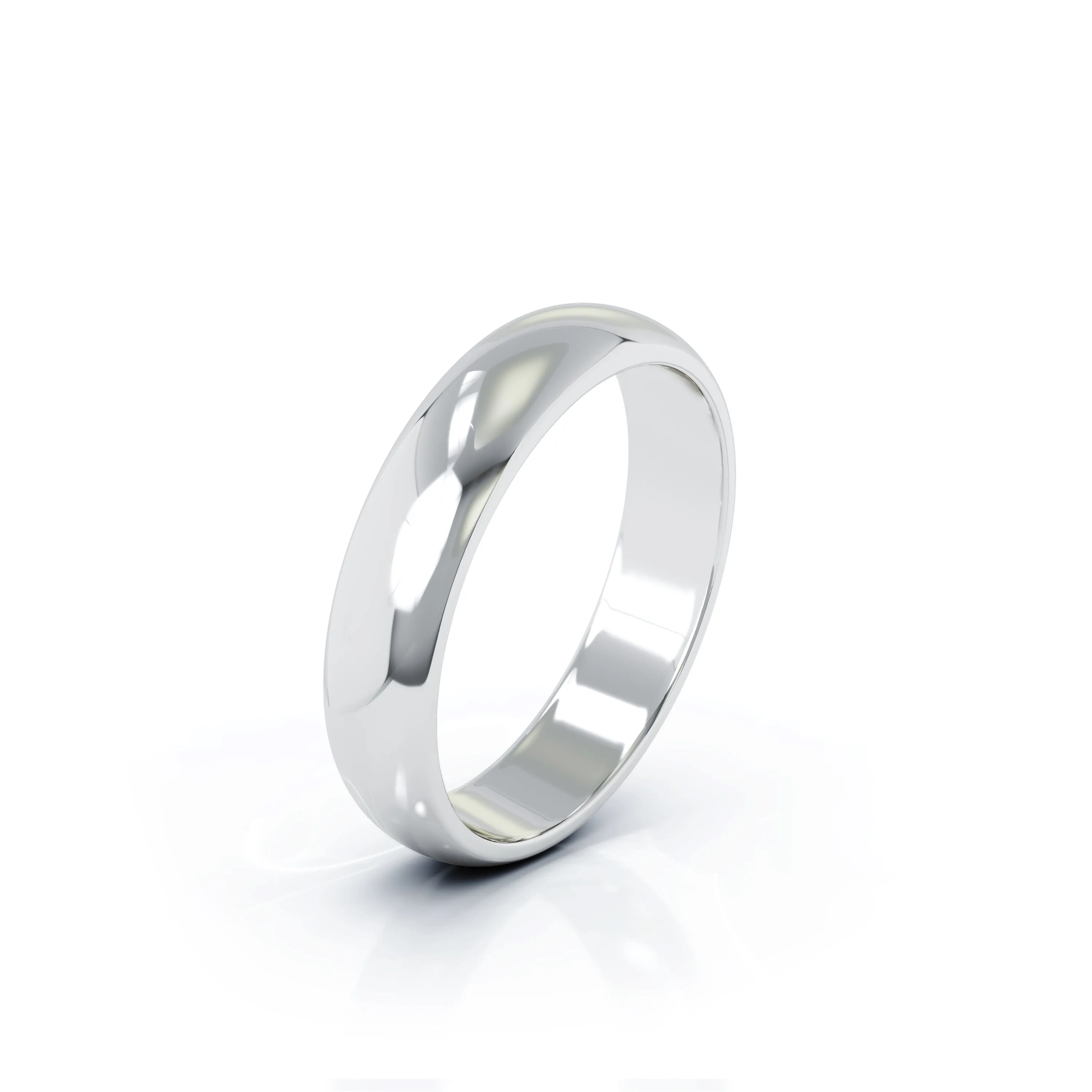 Domed Profile 4.5MM High Polished Wedding Band in 14K Gold