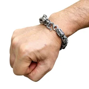 Dragon Sterling Silver Biker Bracelet