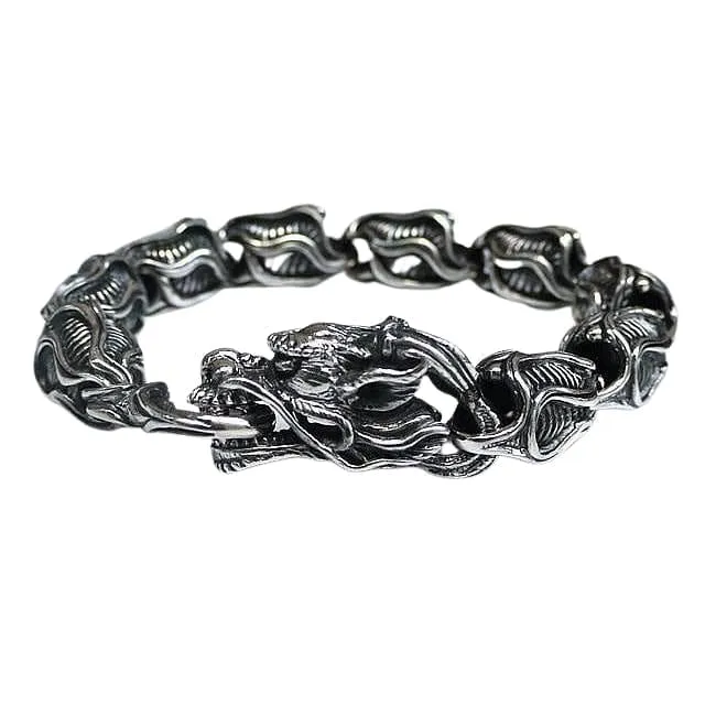 Dragon Sterling Silver Biker Bracelet