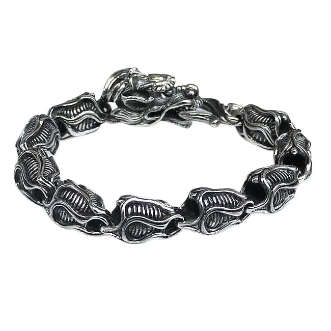 Dragon Sterling Silver Biker Bracelet