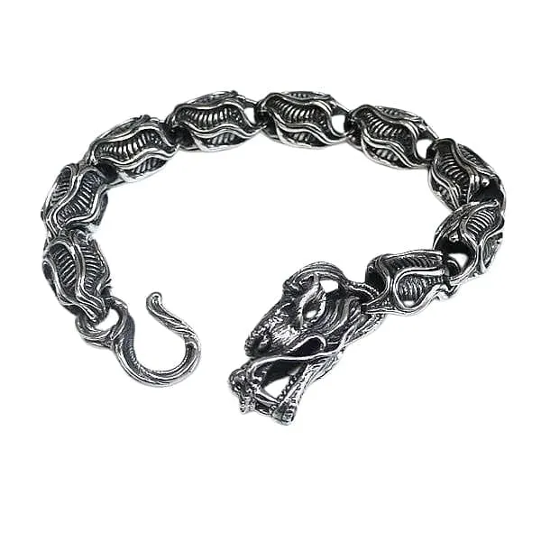 Dragon Sterling Silver Biker Bracelet