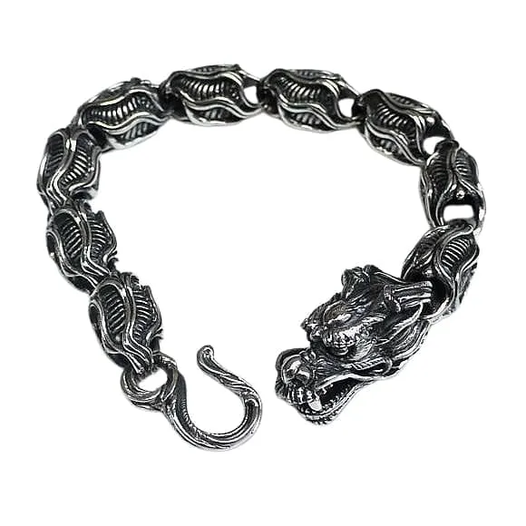Dragon Sterling Silver Biker Bracelet