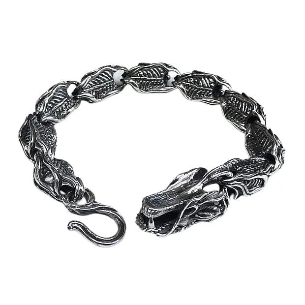 Dragon Sterling Silver Biker Bracelet