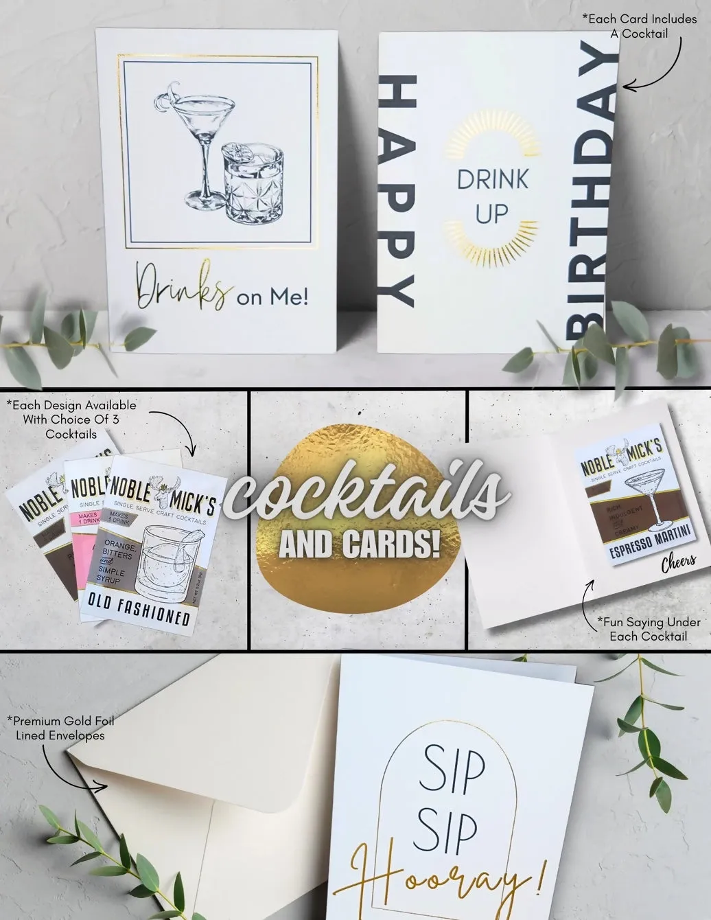 Drink’s On Me Cocktail Greeting Cards