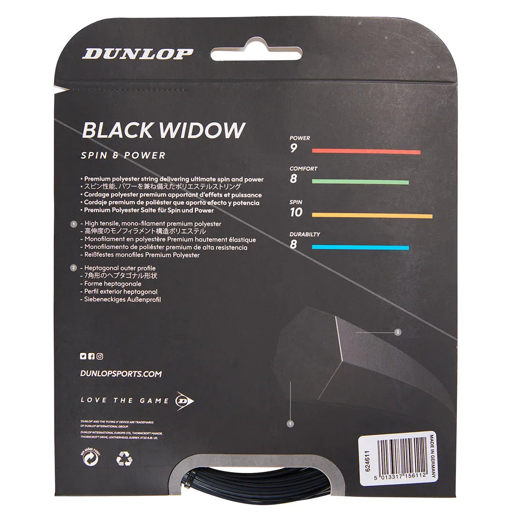 Dunlop Black Widow 18/1.20 Tennis String (Black)
