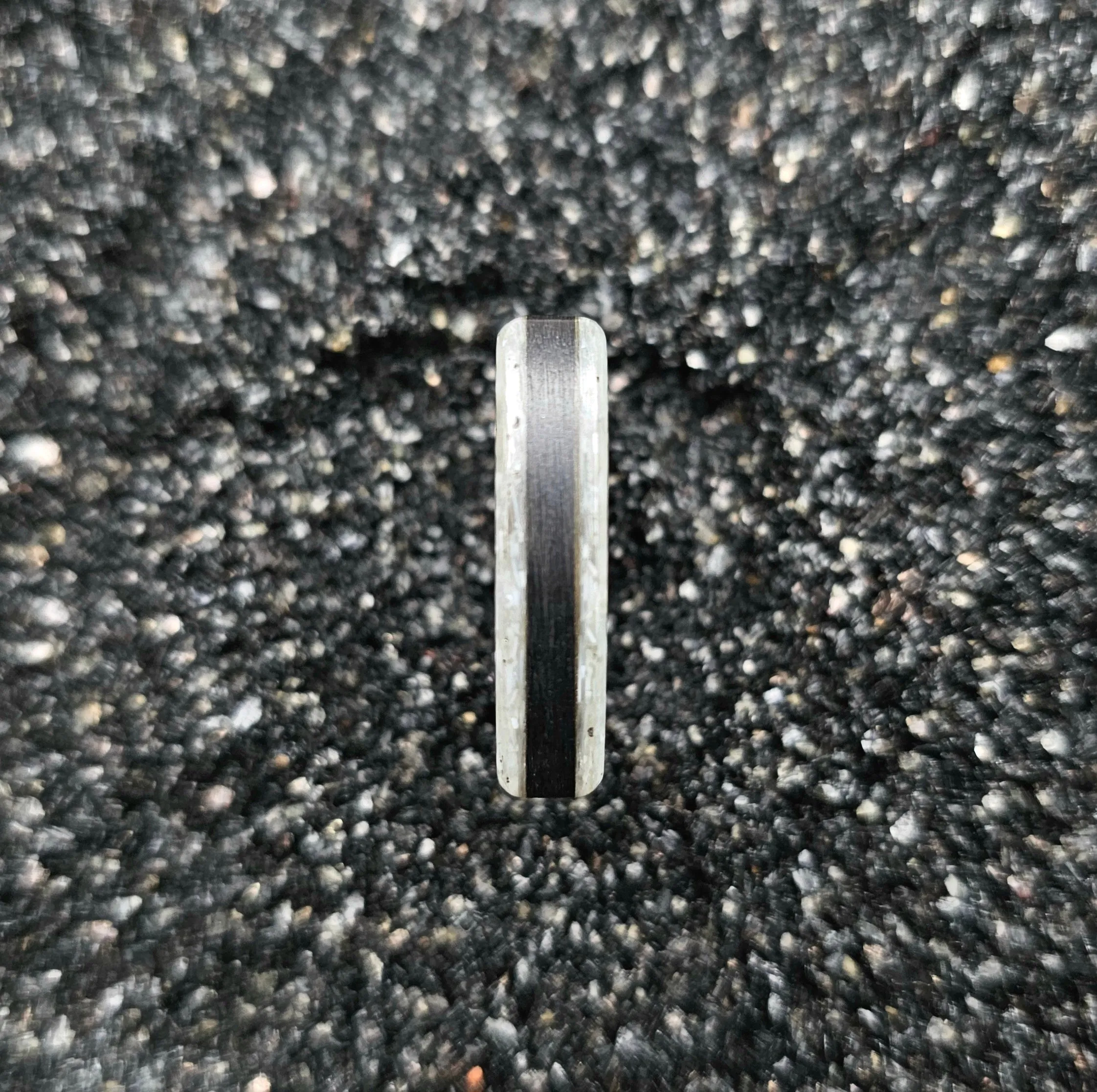 Ebony Wood & Crushed Mother Of Pearl Ring - Size 7