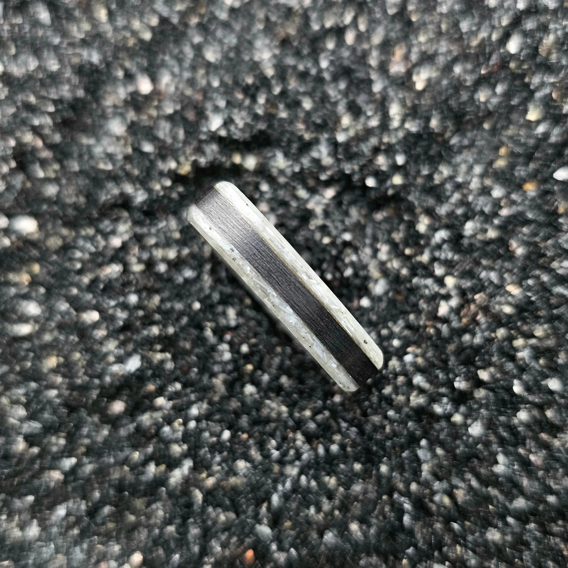 Ebony Wood & Crushed Mother Of Pearl Ring - Size 7