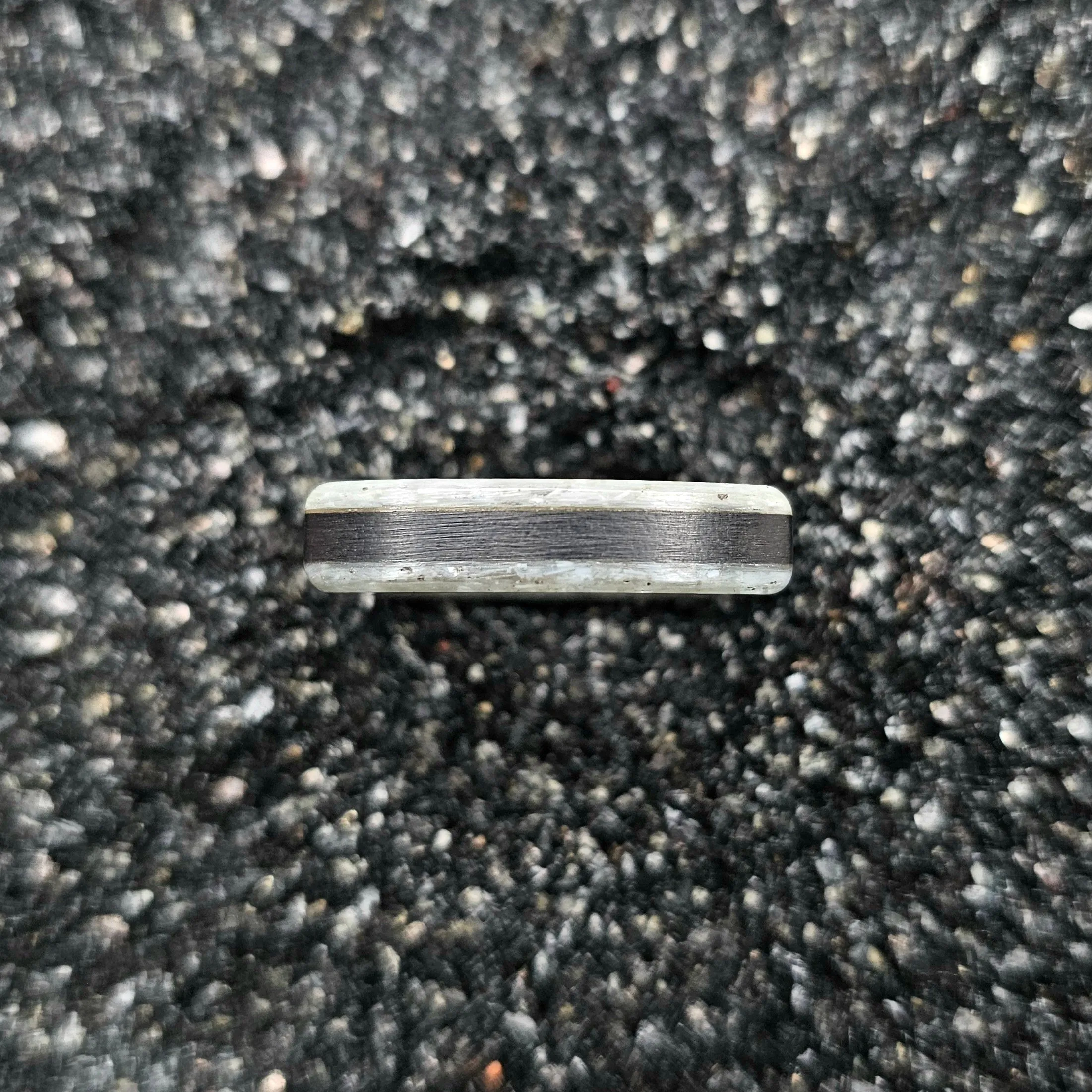 Ebony Wood & Crushed Mother Of Pearl Ring - Size 7