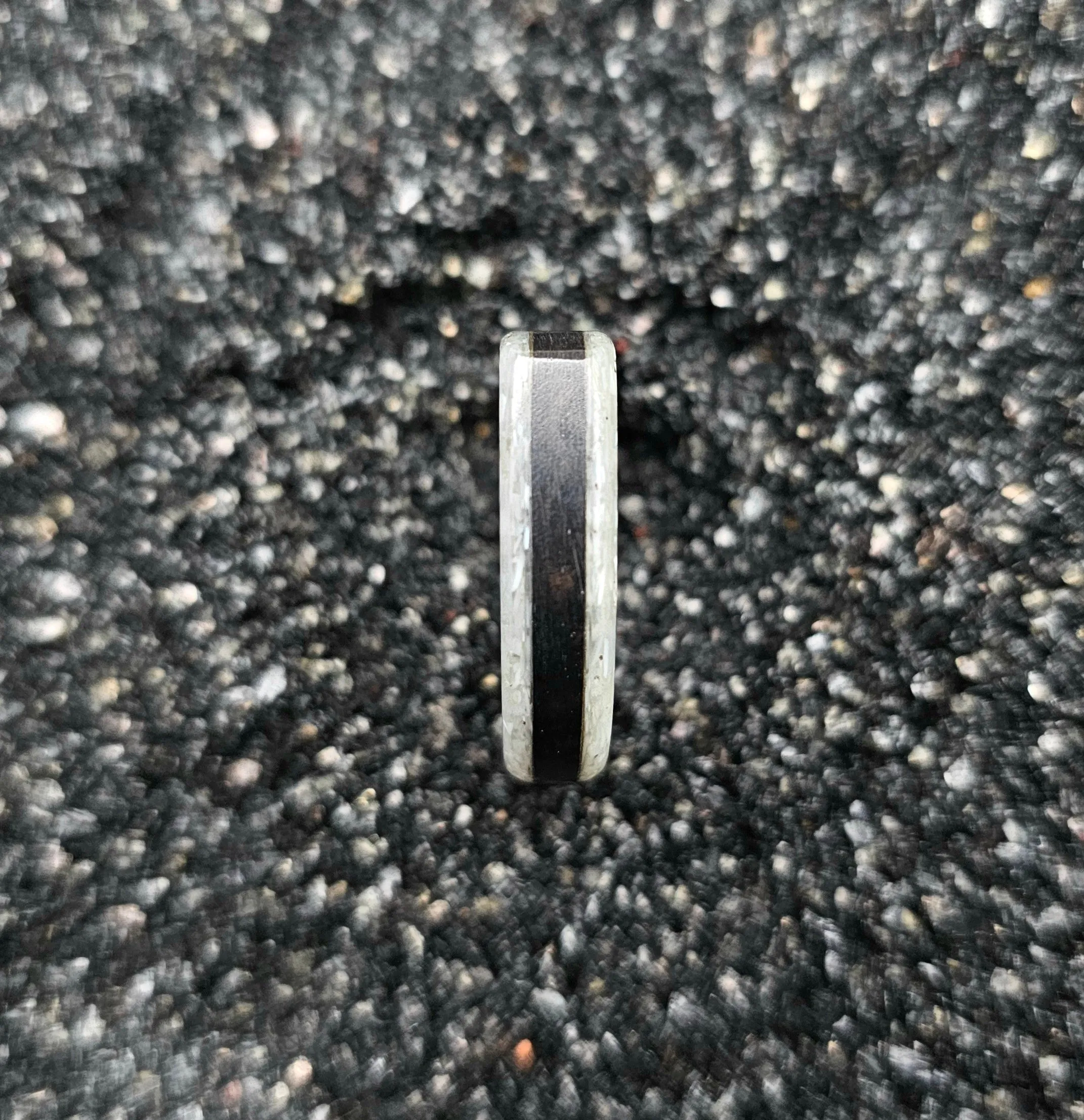 Ebony Wood & Crushed Mother Of Pearl Ring - Size 7