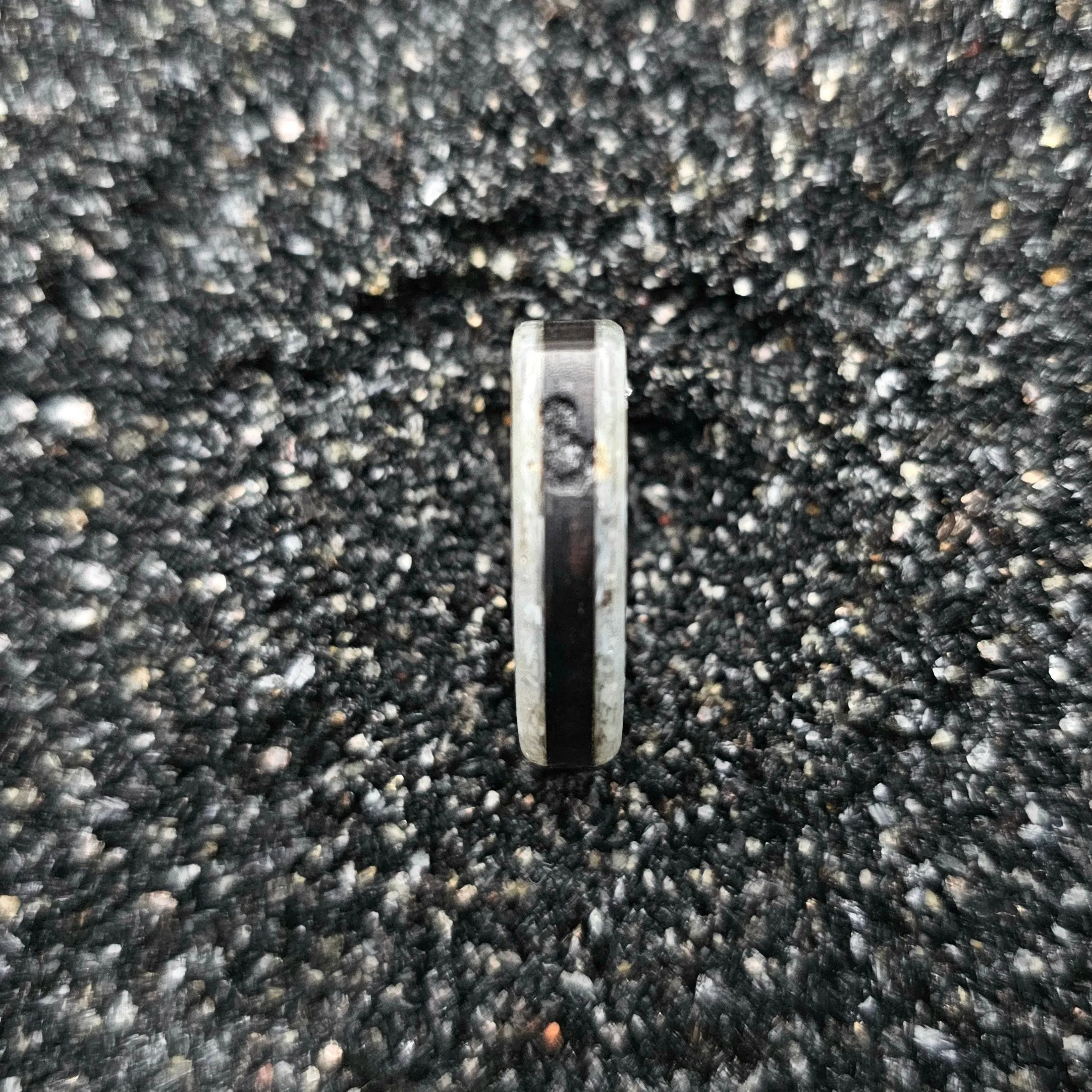 Ebony Wood & Crushed Mother Of Pearl Ring - Size 7