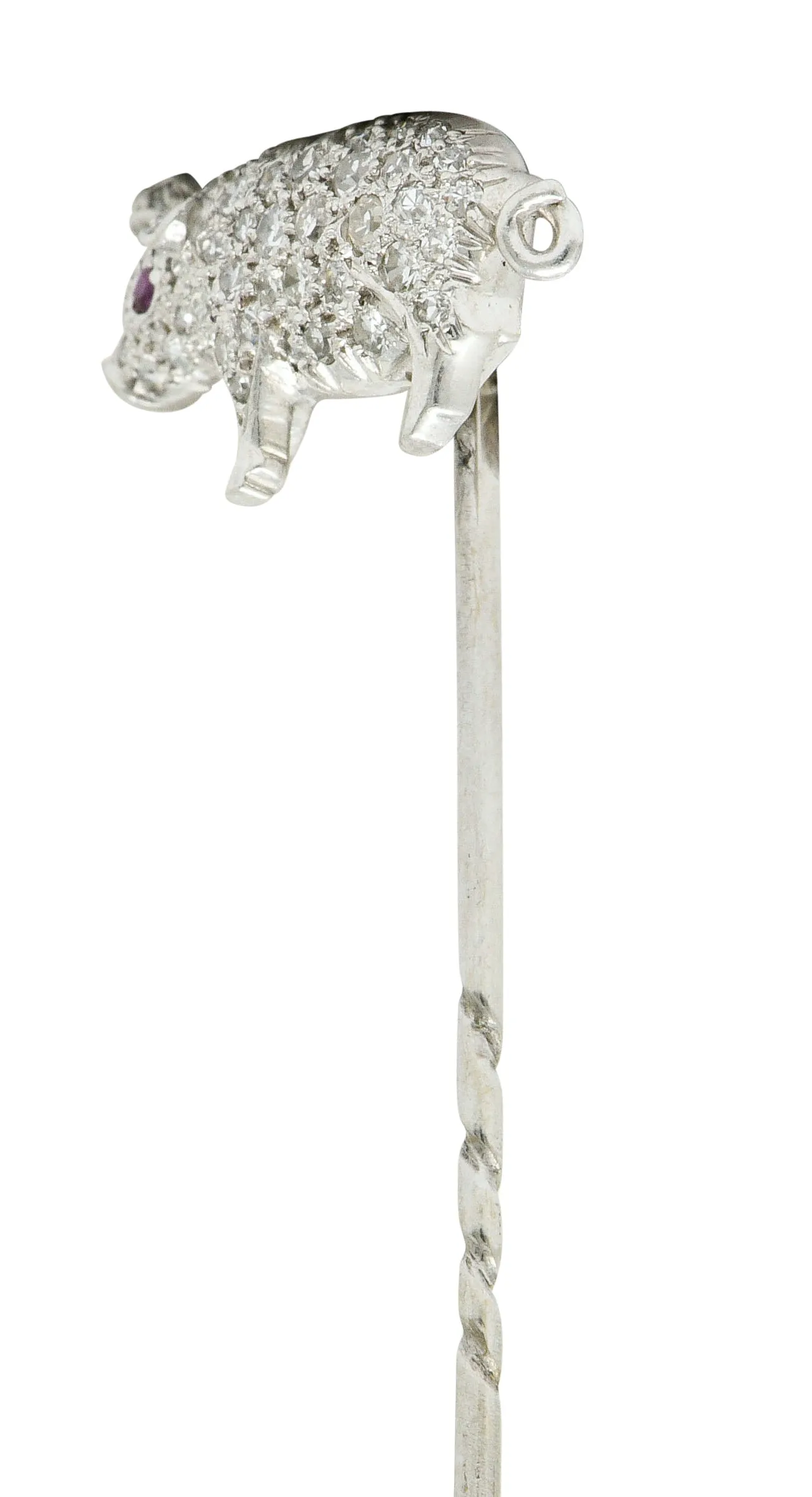 Edwardian Pave Diamond Platinum Pig Stickpin