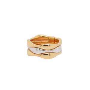 Elegance Gold Vermeil and Rhodium Plated Silver Bamboo Ring