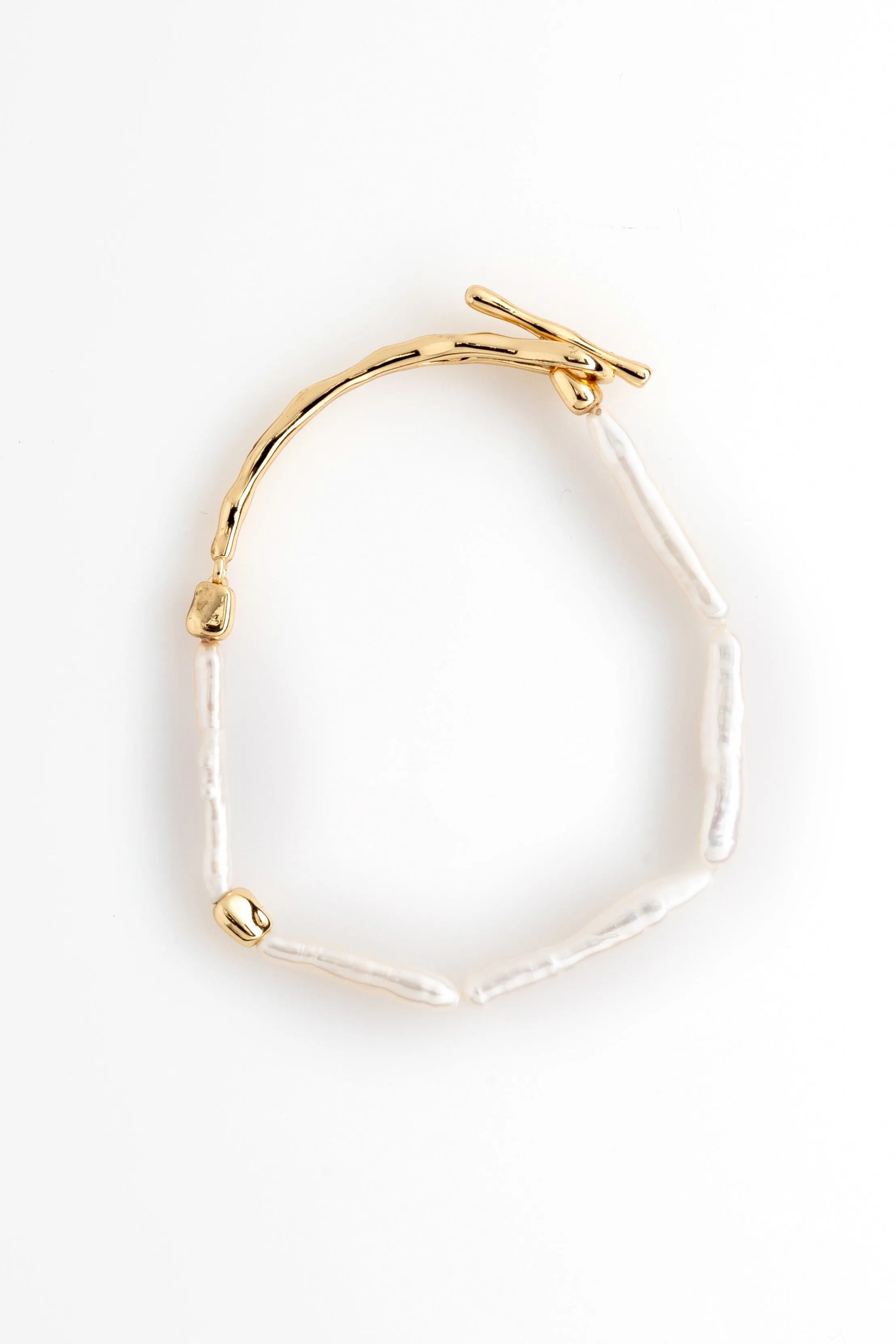Elongated White Pearl Bracelet