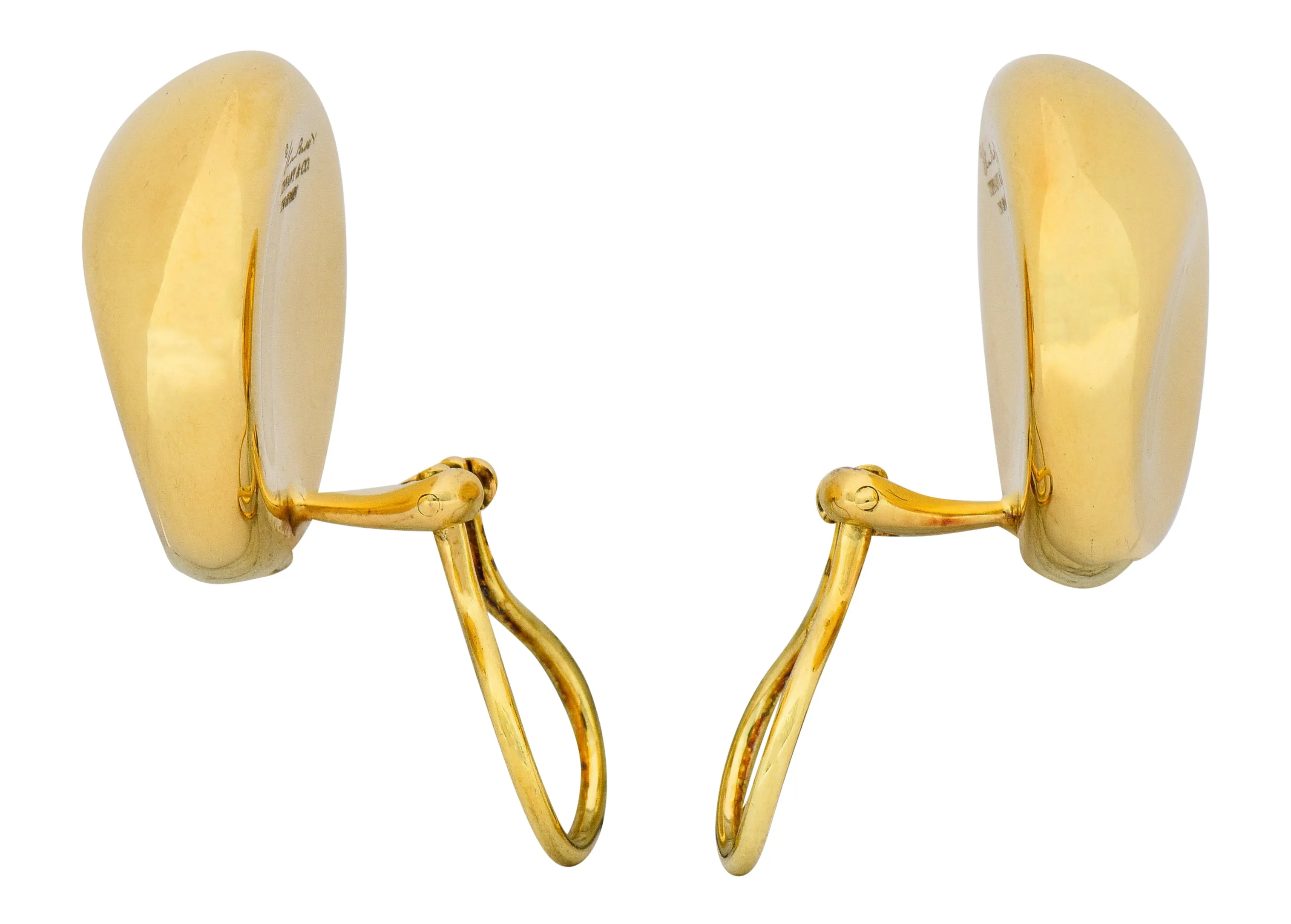Elsa Peretti Tiffany & Co. Vintage 18 Karat Gold Bean Ear-Clip Earrings