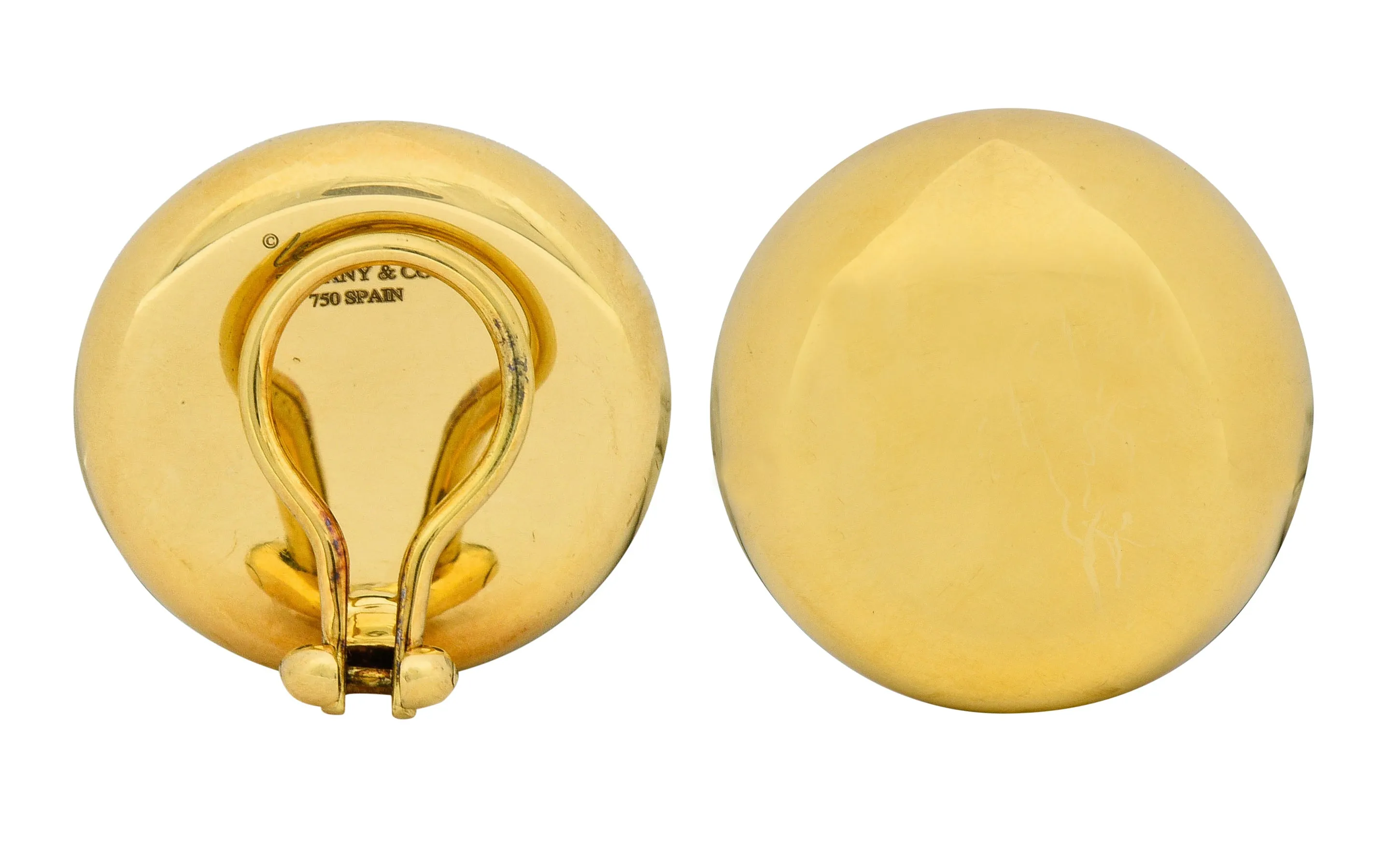 Elsa Peretti Tiffany & Co. Vintage 18 Karat Gold Bean Ear-Clip Earrings