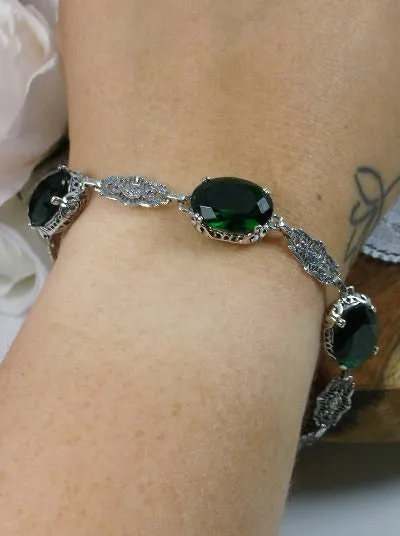 Emerald Green Bracelet, Edwardian Reproduction Jewelry #B70
