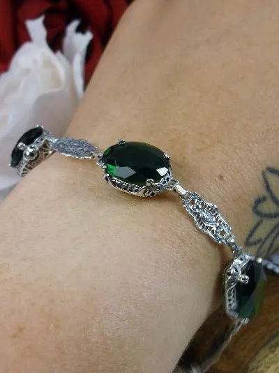 Emerald Green Bracelet, Edwardian Reproduction Jewelry #B70