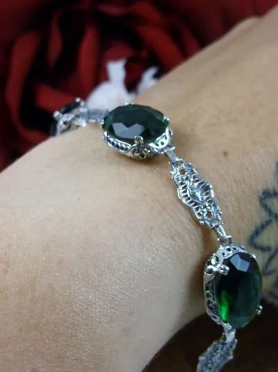 Emerald Green Bracelet, Edwardian Reproduction Jewelry #B70
