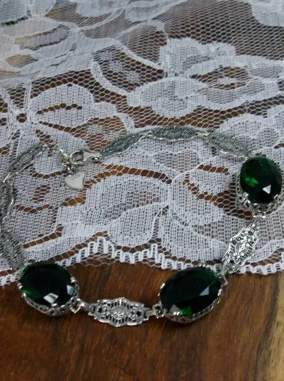 Emerald Green Bracelet, Edwardian Reproduction Jewelry #B70
