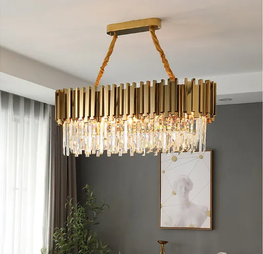 Empire Rectangular Chandelier with Crystals