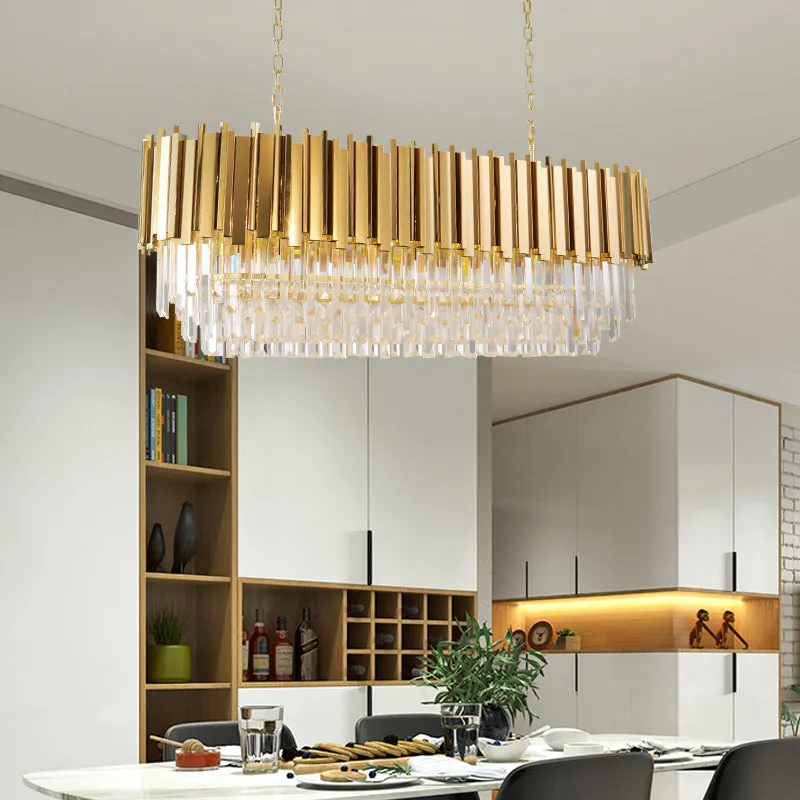 Empire Rectangular Chandelier with Crystals