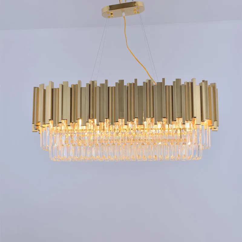 Empire Rectangular Chandelier with Crystals