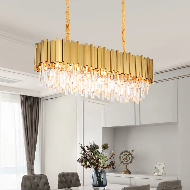 Empire Rectangular Chandelier with Crystals