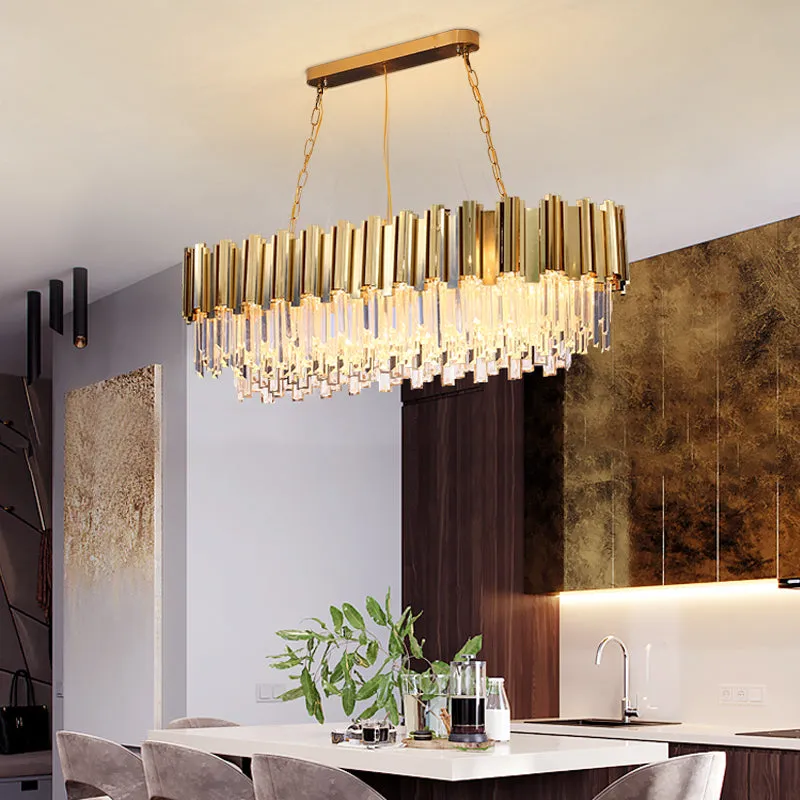 Empire Rectangular Chandelier with Crystals