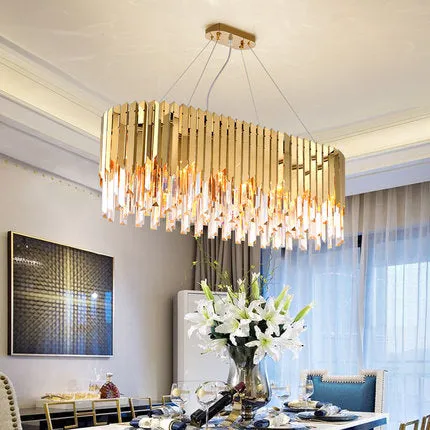 Empire Rectangular Chandelier with Crystals