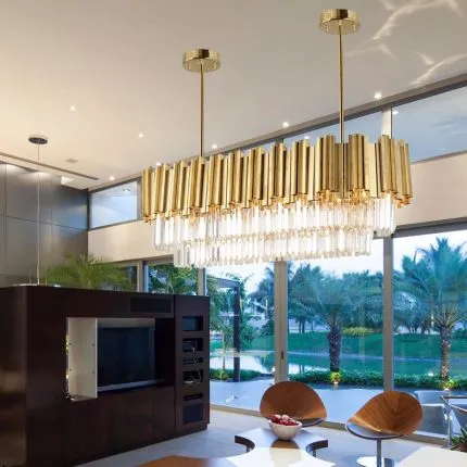 Empire Rectangular Chandelier with Crystals