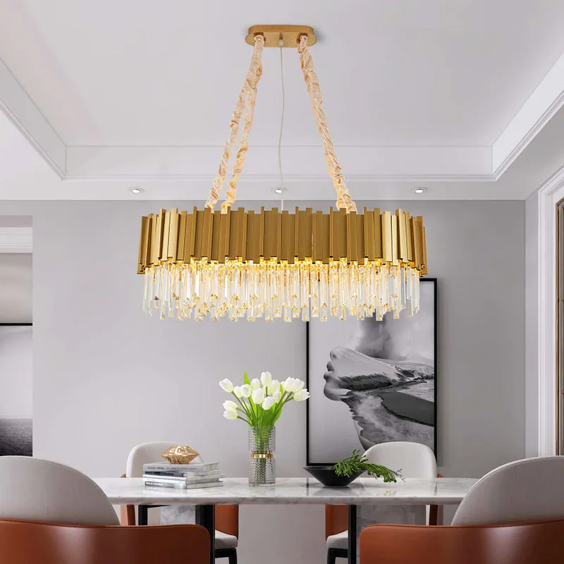 Empire Rectangular Chandelier with Crystals