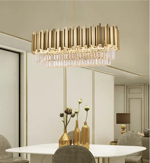 Empire Rectangular Chandelier with Crystals
