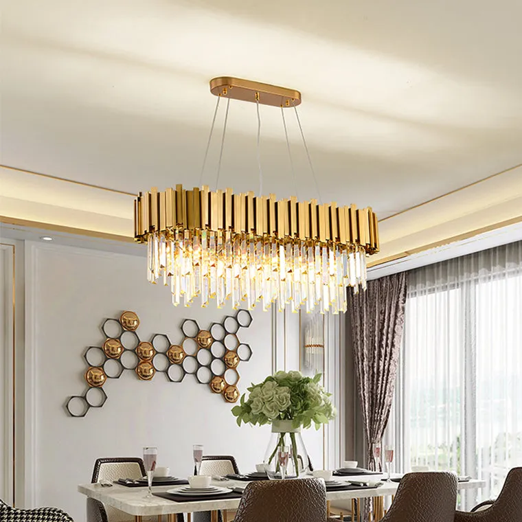 Empire Rectangular Chandelier with Crystals