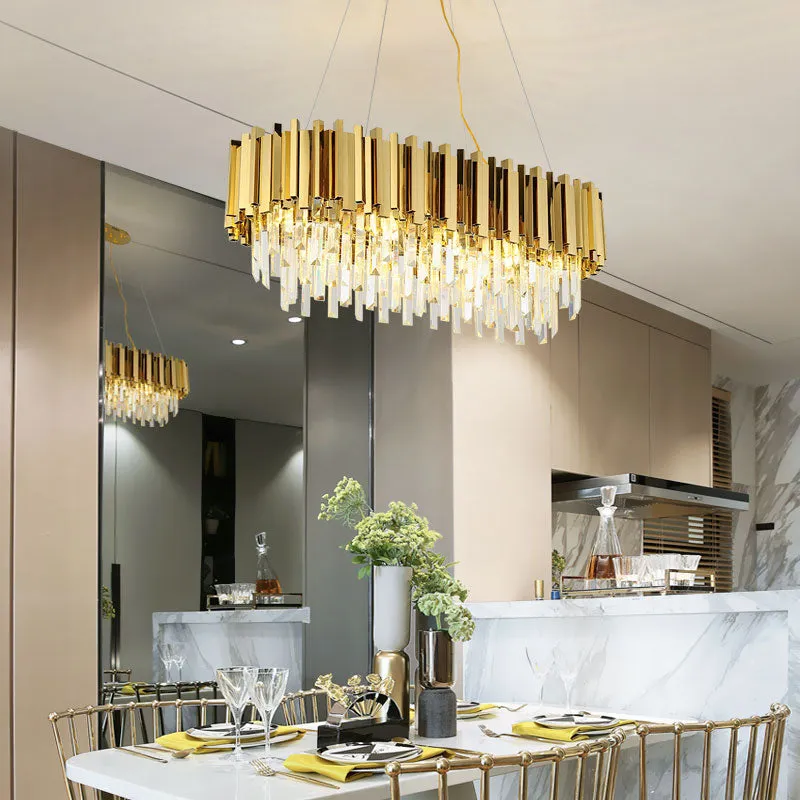 Empire Rectangular Chandelier with Crystals
