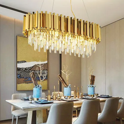 Empire Rectangular Chandelier with Crystals