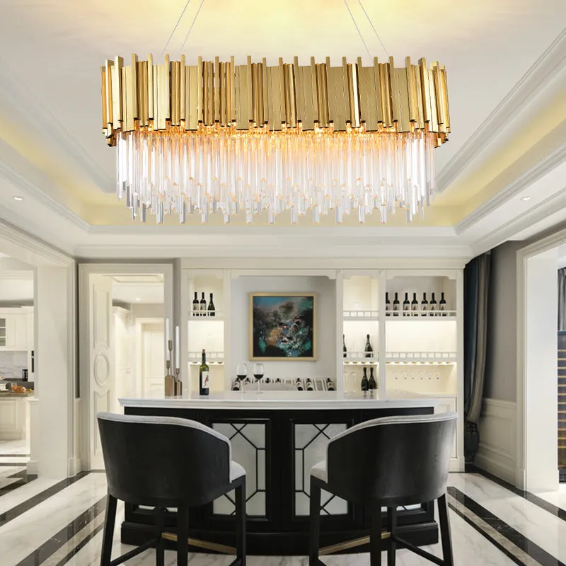 Empire Rectangular Chandelier with Crystals