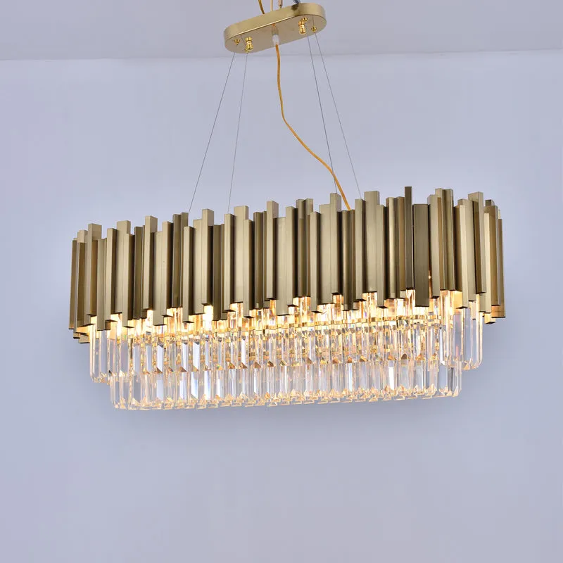 Empire Rectangular Chandelier with Crystals