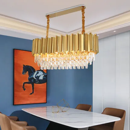 Empire Rectangular Chandelier with Crystals