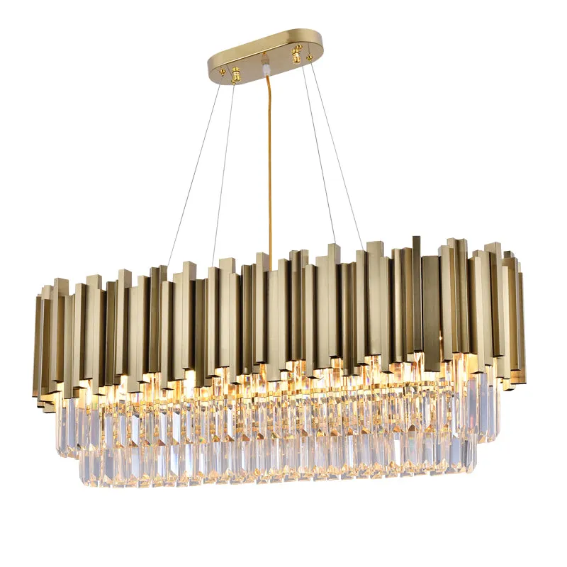 Empire Rectangular Chandelier with Crystals