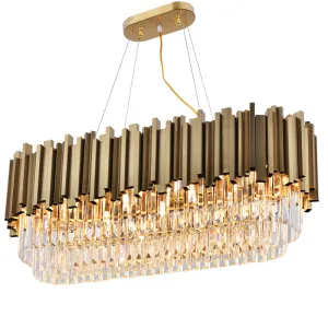 Empire Rectangular Chandelier with Crystals