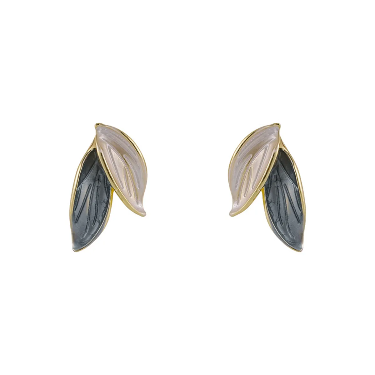 Enamel & 18K Gold-Plated Leaves Stud Earrings
