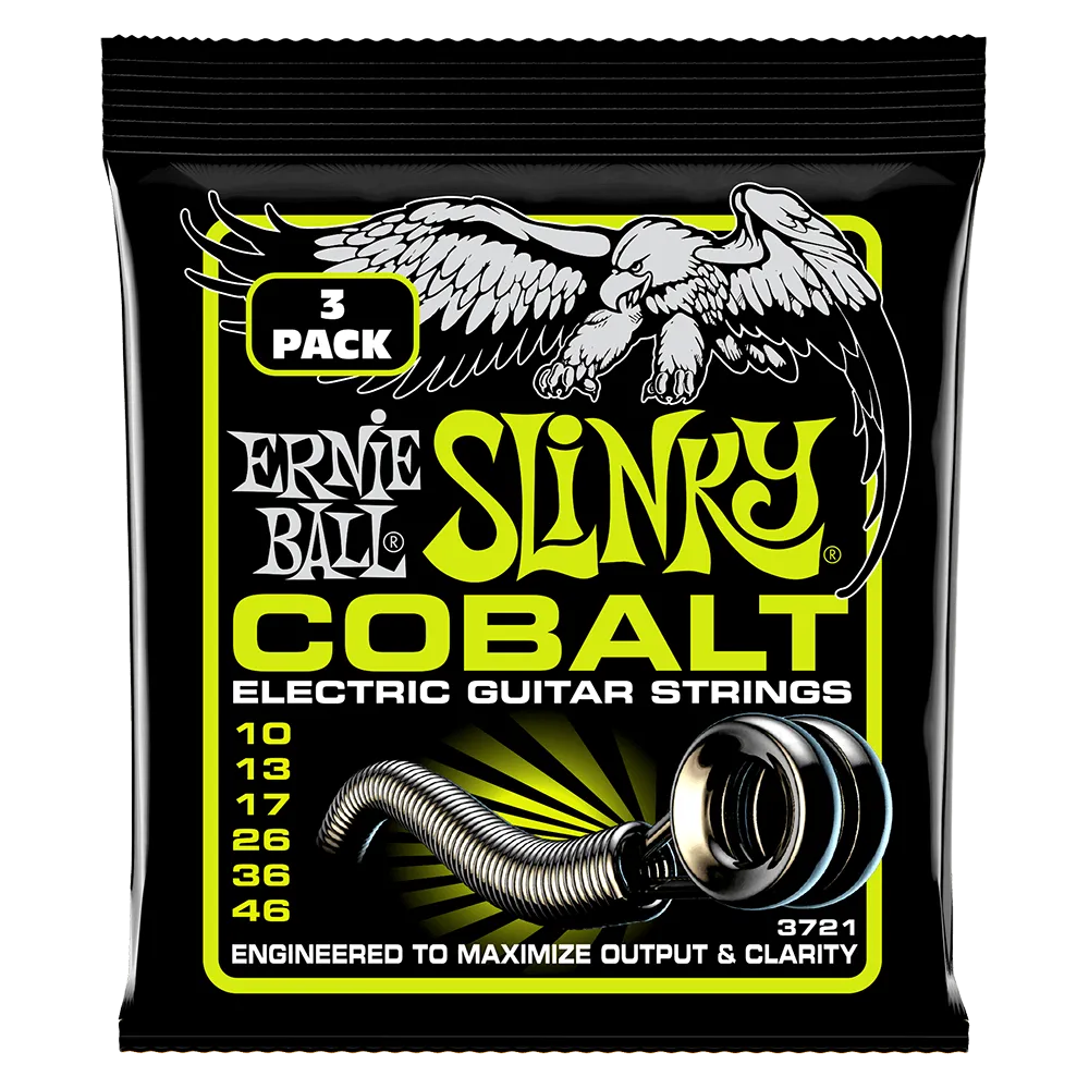 Ernie Ball Regular Slinky Cobalt Electric Guitar Strings 3 Pieces Pack, 10-46 Gauge