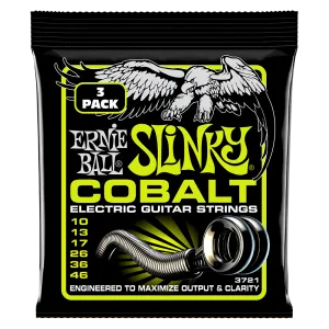 Ernie Ball Regular Slinky Cobalt Electric Guitar Strings 3 Pieces Pack, 10-46 Gauge