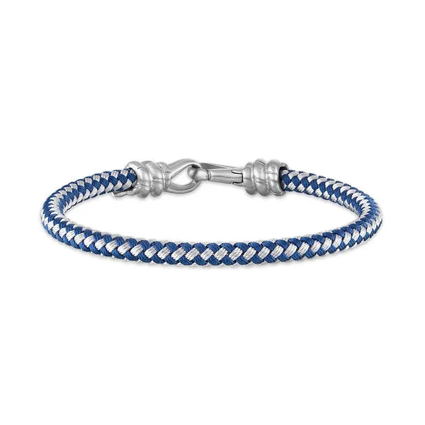 Esquire Blue and White Corded Bracelet with Stainless Steel Clasp, 8.50"